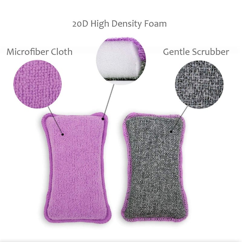 UPSTAR Dish Sponges Kitchen, Microfiber Cleaning Scrubber for Dishwashing, Sink, Basin and Multi-Pupose, Non-Scratch, Size.S Pack of 8 - Image 3